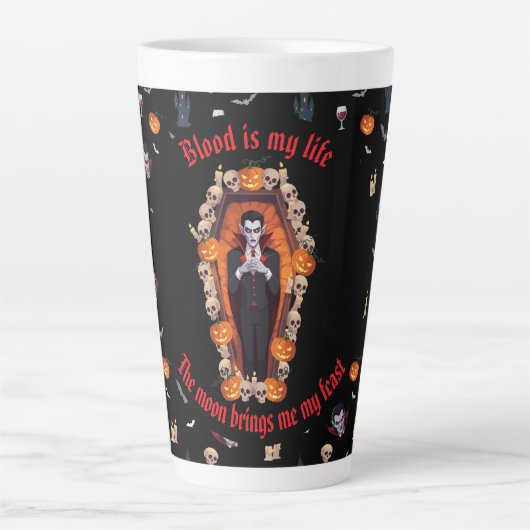 🧛 ‍ ♂️ Dracula Vampire Halloween Mug 🎃 Noir ☕ (Devant)