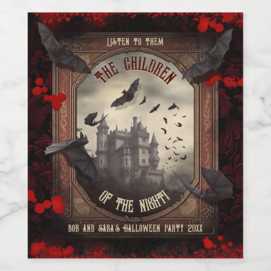 Dracula Vampire Halloween Party Favor Wijn Etiket (Enkel label)