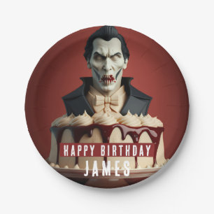Dracula Vampire thema Cream Cake - Verjaardag Papieren Bordje