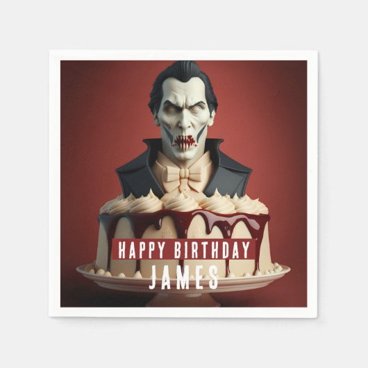 Dracula Vampire thema Cream Cake - Verjaardag Servet (Voorkant)