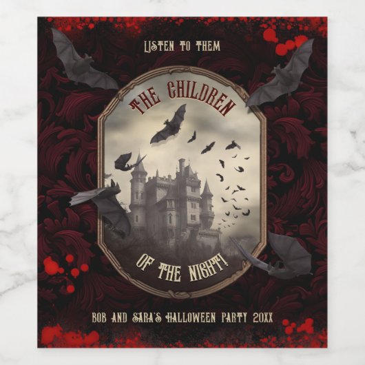  Dracula's Castle Haunted Adult Halloween Wijn Etiket (Enkel label)