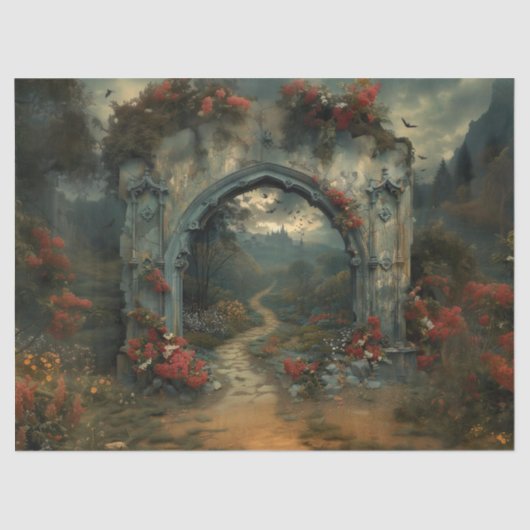 Dracula's kasteel gotische boog tissuepapier (Voorkant)