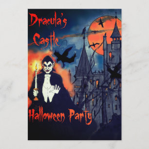 Dracula's Kasteel Halloween Feestuitnodiging Kaart