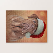 Dradenhond Dogue de Bordeaux in het rode pet van d Legpuzzel (Horizontaal)