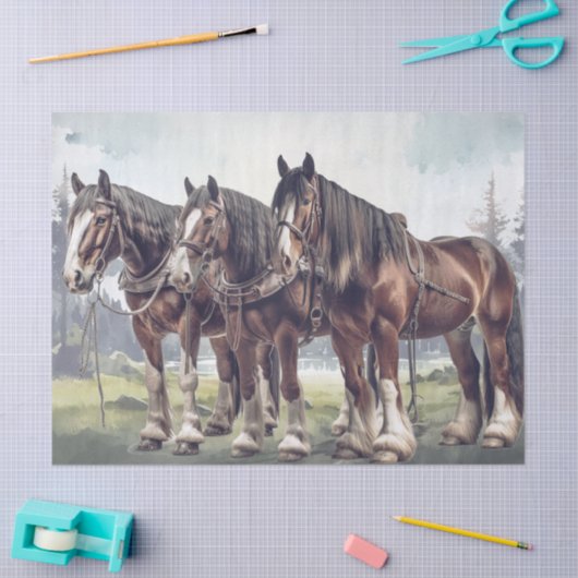 Draft Horses Decoupage Tissuepapier (Craft)