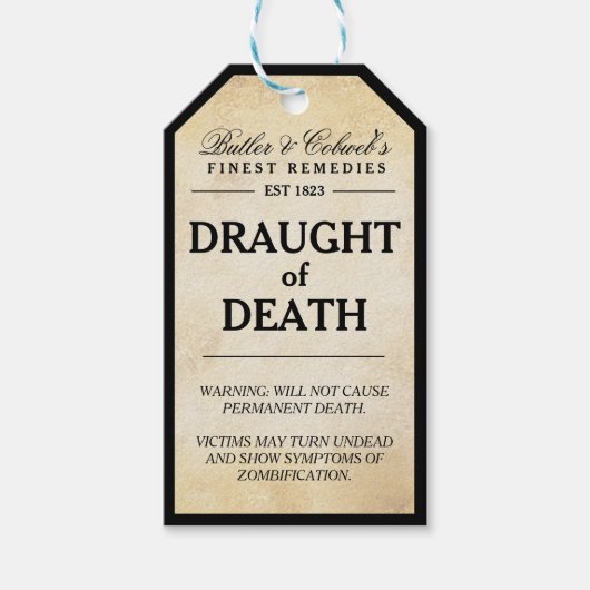 Draft of Death zombie Halloween apotheker label Cadeaulabel (Voorkant)