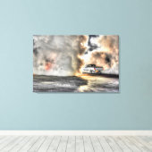 DRAG AUTO BURN-OUT ROKEN BANDEN AUSTRALIË CANVAS AFDRUK (Insitu (Houten vloer))