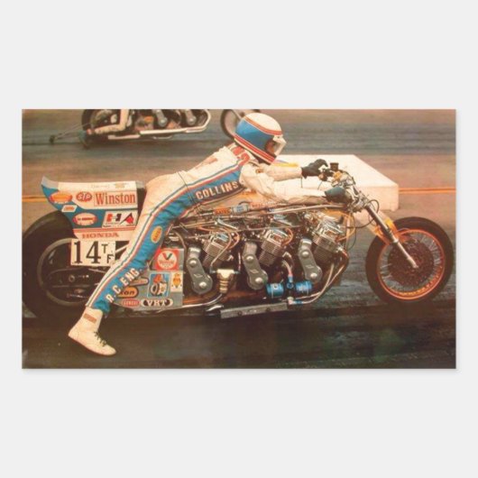 DRAG RACING. RECHTHOEKIGE STICKER (Voorkant)