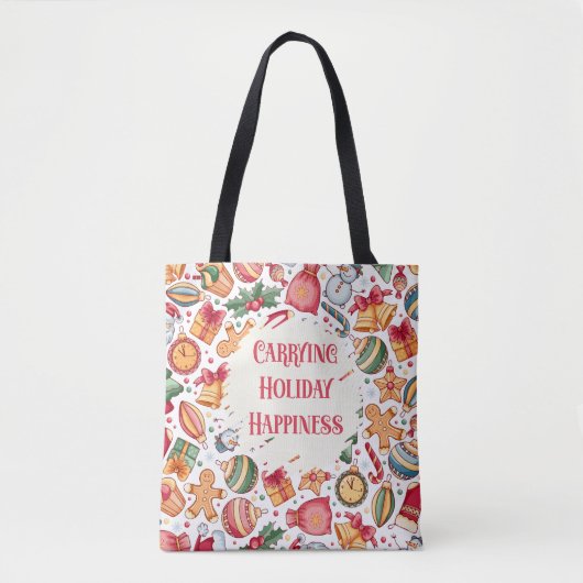 Dragen van Holiday Happiness Christmas Canvas tas (Voorkant)