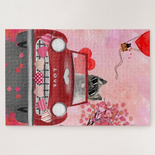 Drager auto met airn Terrier Drift met hart Valent Legpuzzel (Horizontaal)