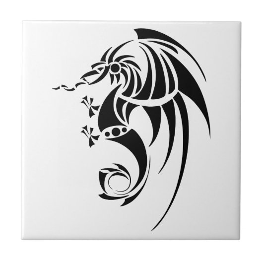 Dragissous V1 - zwarte draak Tegeltje (Voorkant)