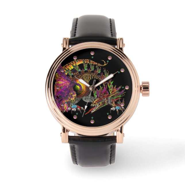 DRAGO / FANTASY DRAGON IN GOLD EN ZWART HORLOGE (Voorkant)