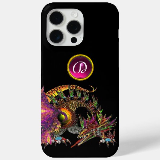 DRAGO, FANTASY DRAGON, PINK PAARSE GEMSTONE MONOGR Case-Mate iPhone CASE (Achterkant)