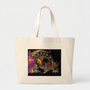 DRAGO / FANTASY GOLD DRAGON IN PAARS EN ZWART GROTE TOTE BAG