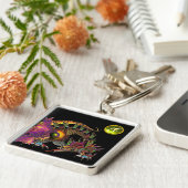 DRAGO, Green Yellow Topaz Monogram Sleutelhanger (Zijkant)