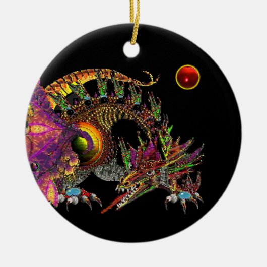 DRAGO Red Ruby Monogram Keramisch Ornament (Voorkant)