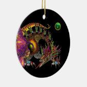 DRAGO Roze groene Jade Monogram Keramisch Ornament (Rechts)