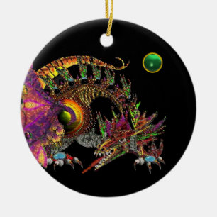 DRAGO Roze groene Jade Monogram Keramisch Ornament