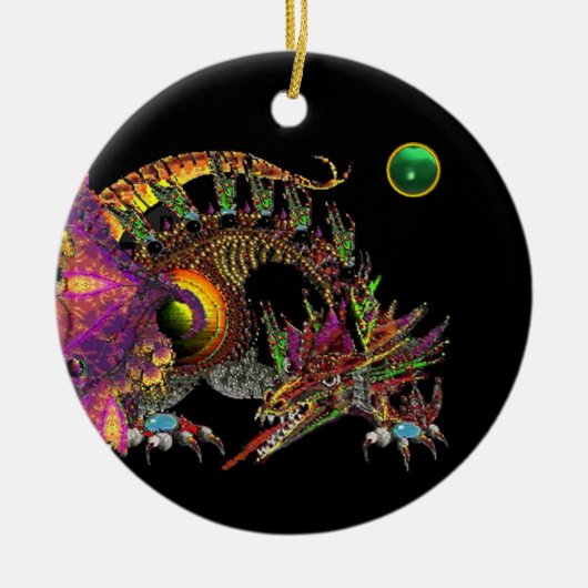 DRAGO Roze groene Jade Monogram Keramisch Ornament (Voorkant)