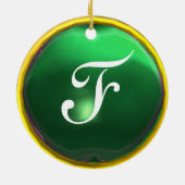 DRAGO Roze groene Jade Monogram Keramisch Ornament (Achterkant)