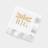 Dragofly Silhouette 2 Initiaal bruiloft Monogram # Folie Servetten (Links)