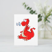 dragon302 RED CARTOON DRAGON CUTE HAPPY KINDER GRA Briefkaart (Staand voorkant)