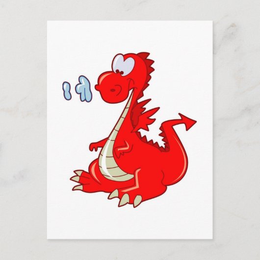 dragon302 RED CARTOON DRAGON CUTE HAPPY KINDER GRA Briefkaart (Voorkant)