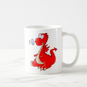 dragon302 RED CARTOON DRAGON CUTE HAPPY KINDER GRA Koffiemok