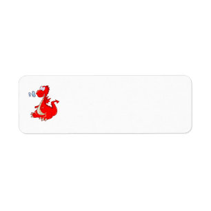 dragon302 RODE CARTOON DRAAK SCHATTIGE GELUKKIG KI Etiket