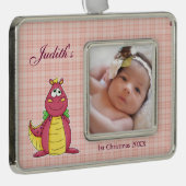 Dragon 1e Kerstmis Verzilverd Kader Ornament (Rechts)