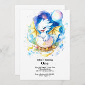 Dragon 1st Birthday Kaart (Voorkant / Achterkant)