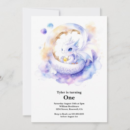 Dragon 1st Birthday Kaart (Voorkant)