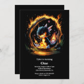 Dragon 1st Birthday Kaart (Voorkant / Achterkant)