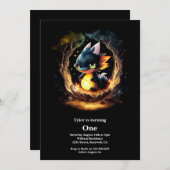 Dragon 1st Birthday Kaart (Voorkant / Achterkant)