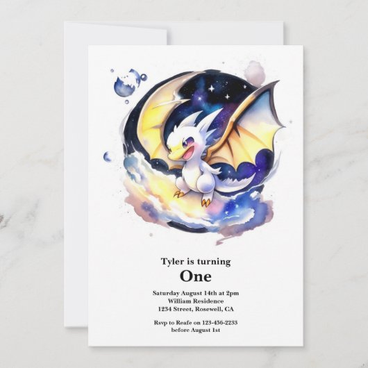 Dragon 1st Birthday Kaart (Voorkant)