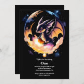 Dragon 1st Birthday Kaart (Voorkant / Achterkant)