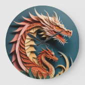 Dragon 3D Paper Art Design T-shirt Grote Klok (Voorkant)