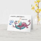 Dragon 7th Birthday Kaart (Gele Bloem)