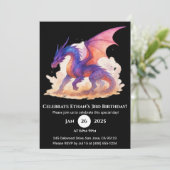 Dragon à flamme céleste Invitation Anniversaire (Debout devant)