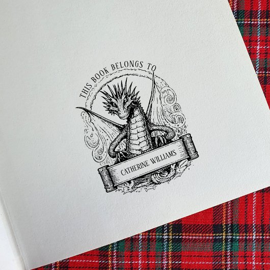 Dragon aangepaste naam Bookplate Rubberstempel