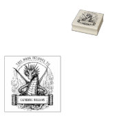 Dragon aangepaste naam Bookplate Rubberstempel (Gestempeld)