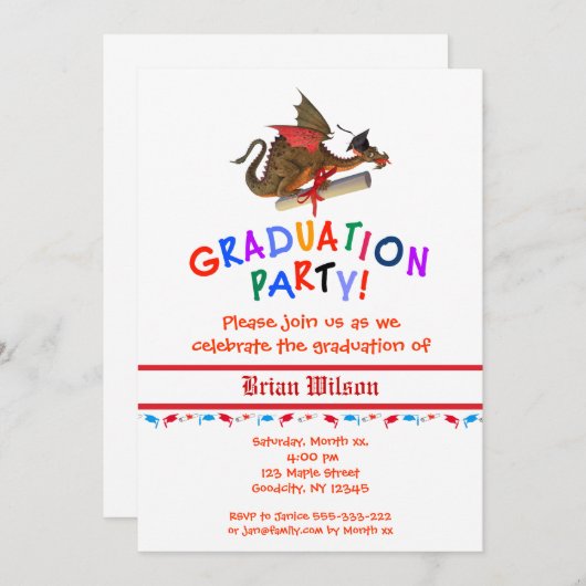 Dragon Afstuderen Celebration Kaart (Voorkant / Achterkant)