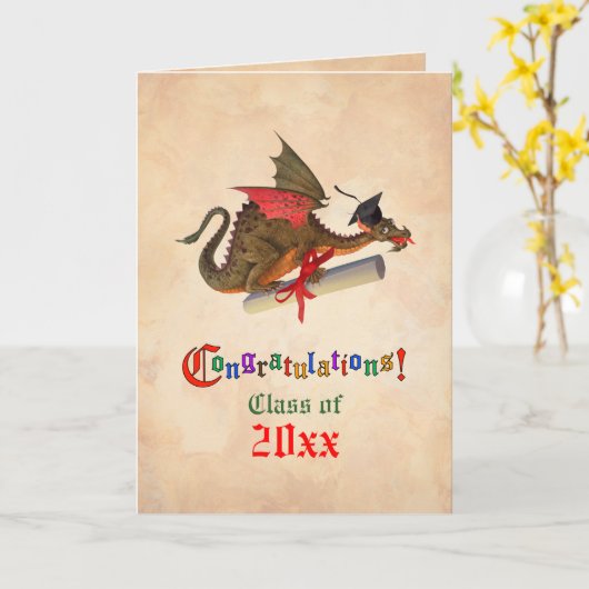 Dragon Afstuderen gefeliciteerd Kaart (Gele Bloem)