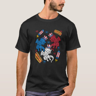Dragon American Pet 4 juli Vuurwerk USA Patr T-shirt
