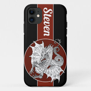 Dragon Art Nouveau stijl Inkt tekening iPhone 11 Hoesje