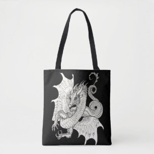 Dragon Art Nouveau stijl Inkt tekening Draagtas