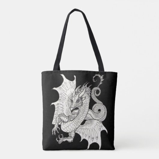 Dragon Art Nouveau stijl Inkt tekening Draagtas (Achterkant)