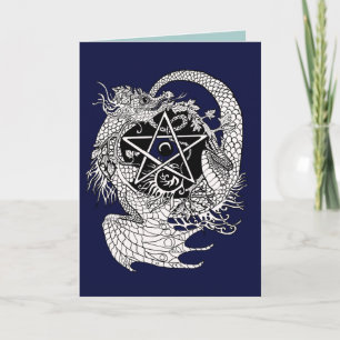 Dragon art nouveau stijl pentacle~wenskaarten kaart