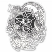 Dragon art nouveau style pentacle sticker (Voorkant)