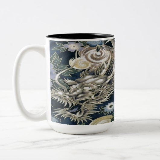 Dragon asiatique motif floral café Mug (Gauche)